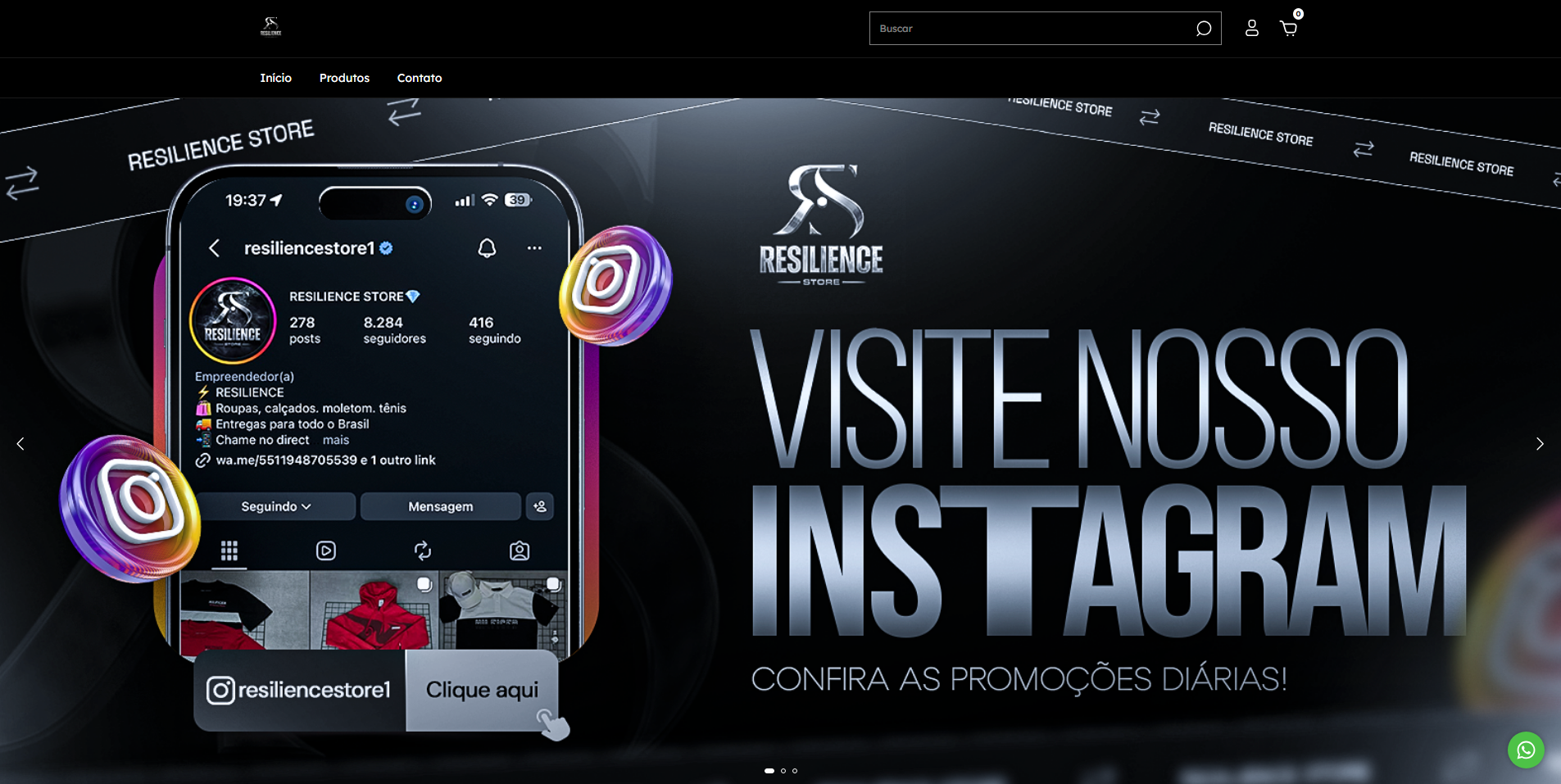 Prévia do site Resilience Store